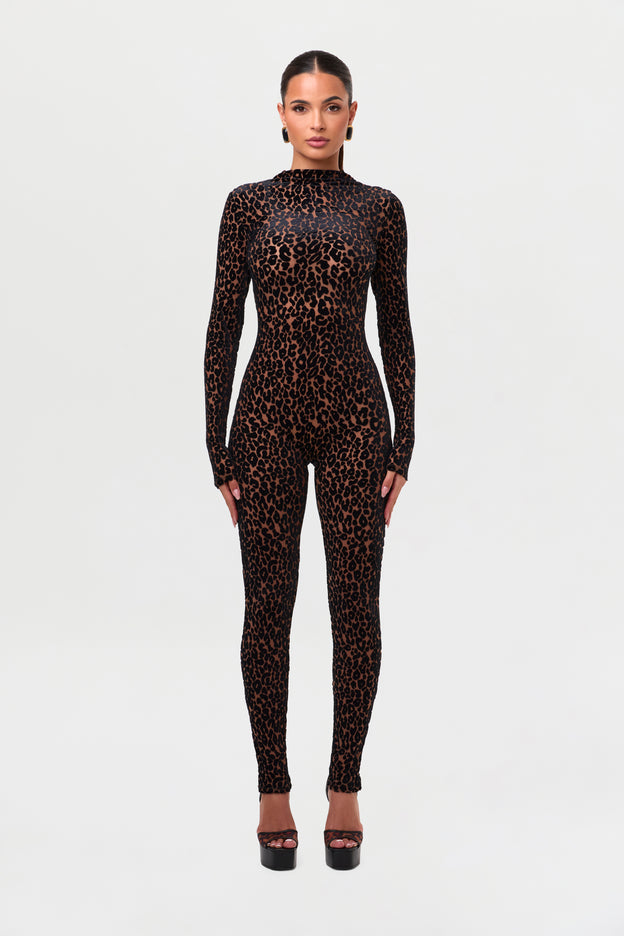 Burnout Leopard Print Jumpsuit - Main Image