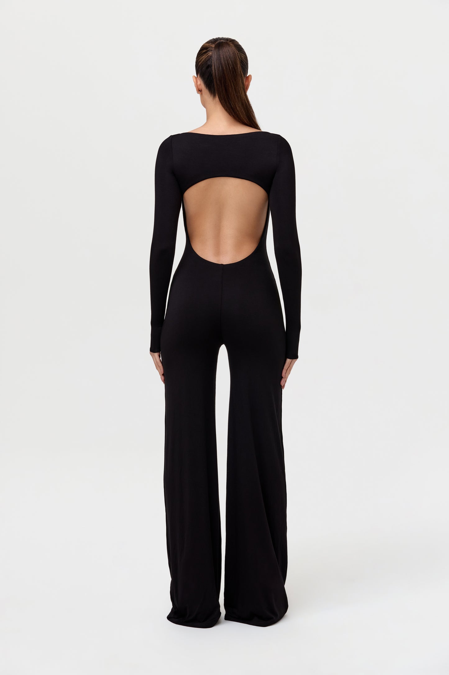 Smooth Boatneck Open Back Jumpsuit