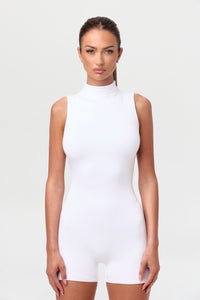 Smooth Mock Neck Sleeveless Romper