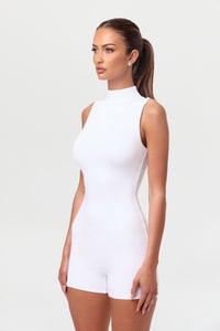 Smooth Mock Neck Sleeveless Romper
