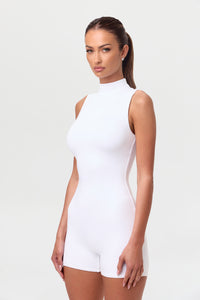 Smooth Mock Neck Sleeveless Romper