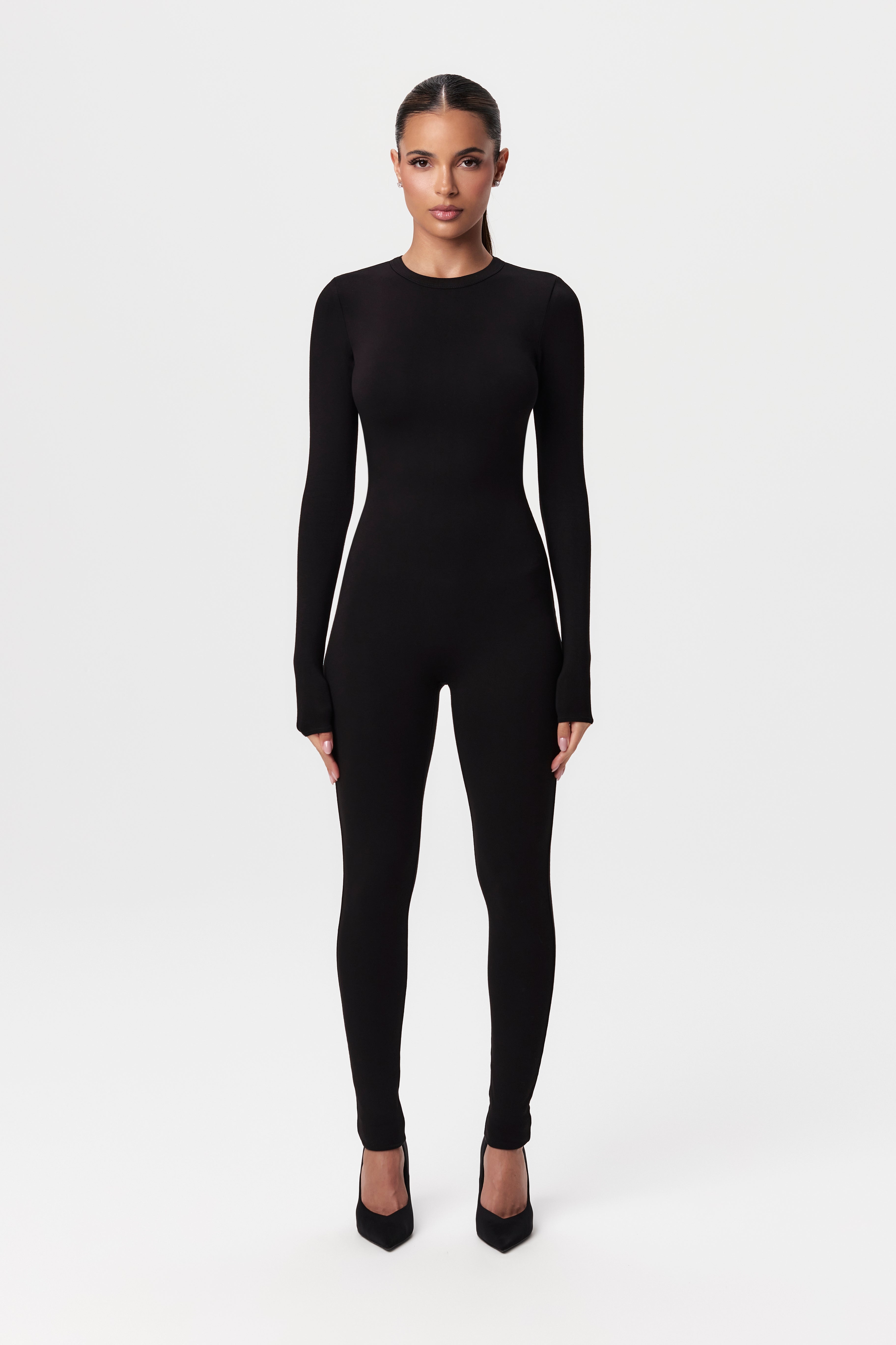 Smooth Crewneck Longsleeve Jumpsuit