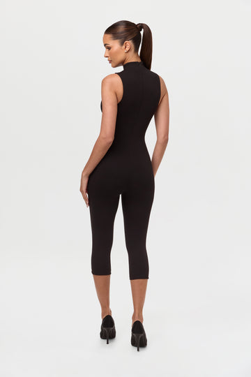 Smooth Sleeveless Capri Jumpsuit