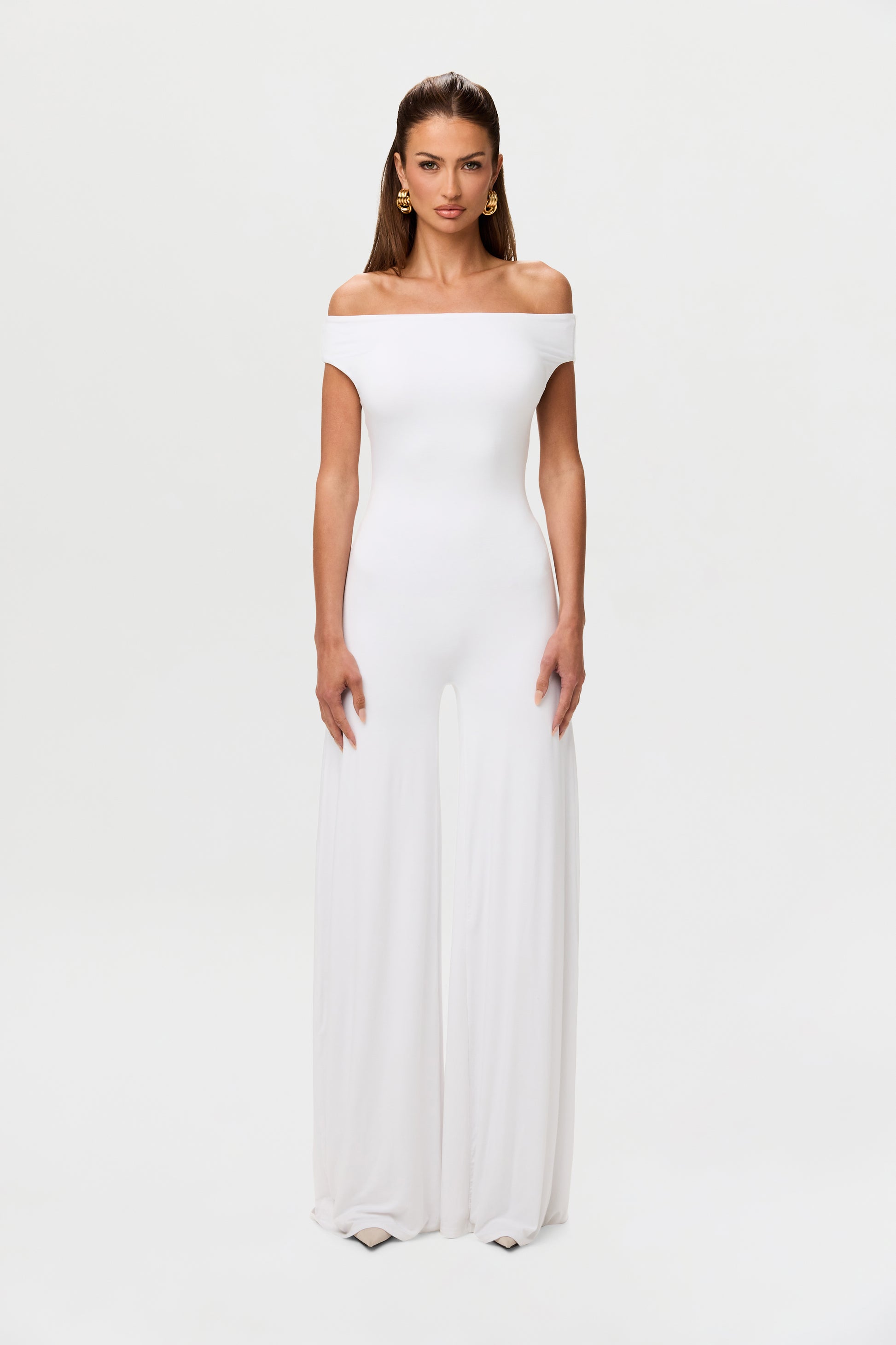 Smooth Off-Shoulder Wide Leg Jumpsuit