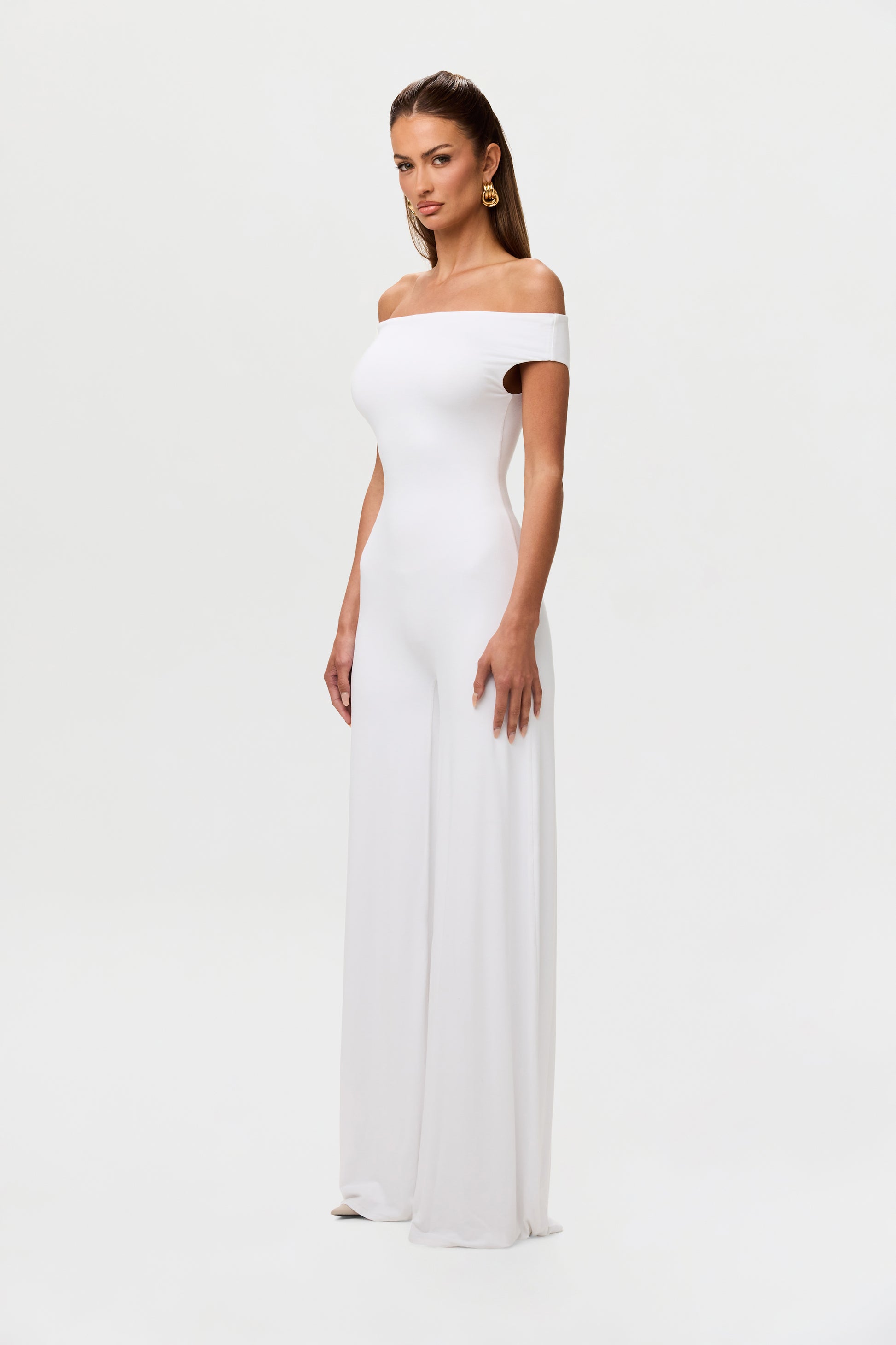 Smooth Off-Shoulder Wide Leg Jumpsuit