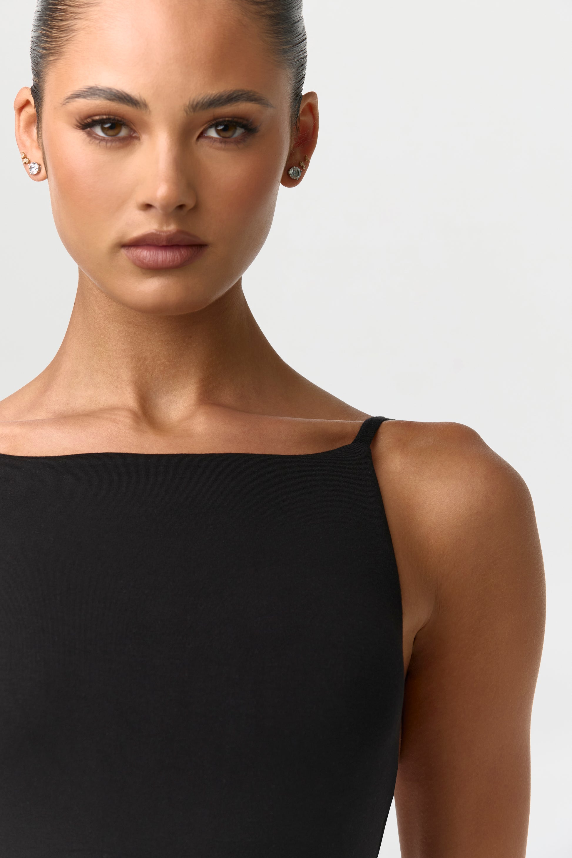 Black Smooth Open Back Capri Jumpsuit