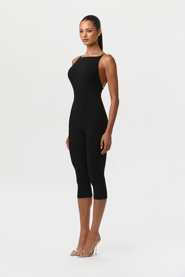 Smooth Open Back Capri Jumpsuit