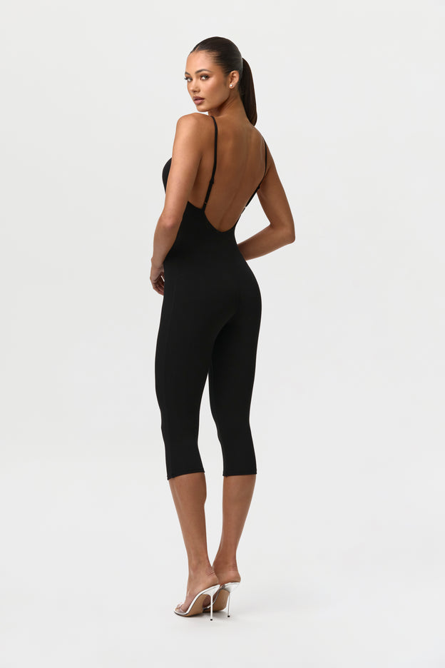Smooth Open Back Capri Jumpsuit