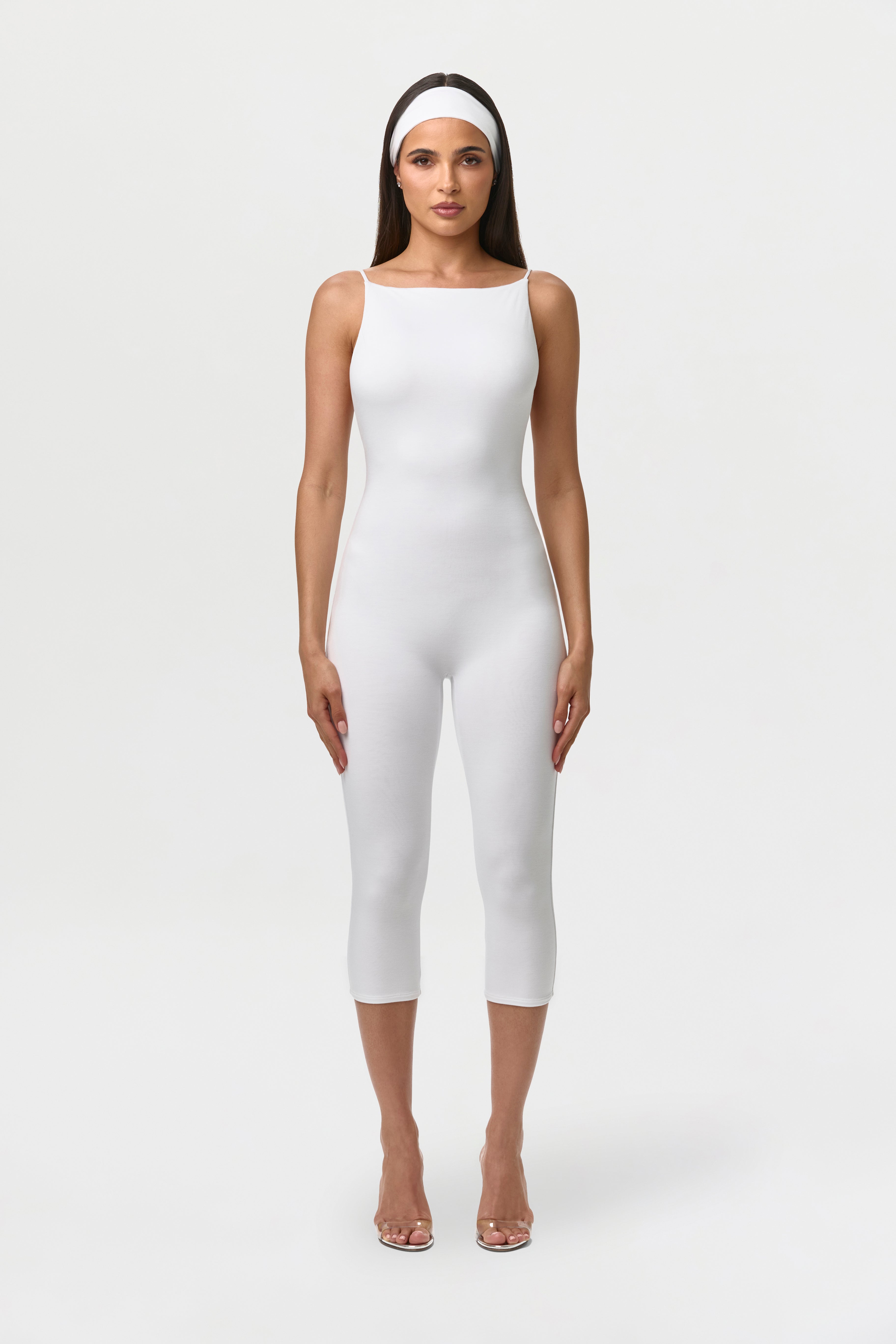 Smooth Open Back Capri Jumpsuit