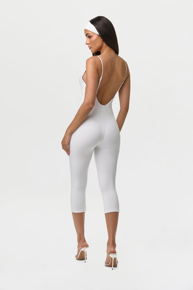 Smooth Open Back Capri Jumpsuit