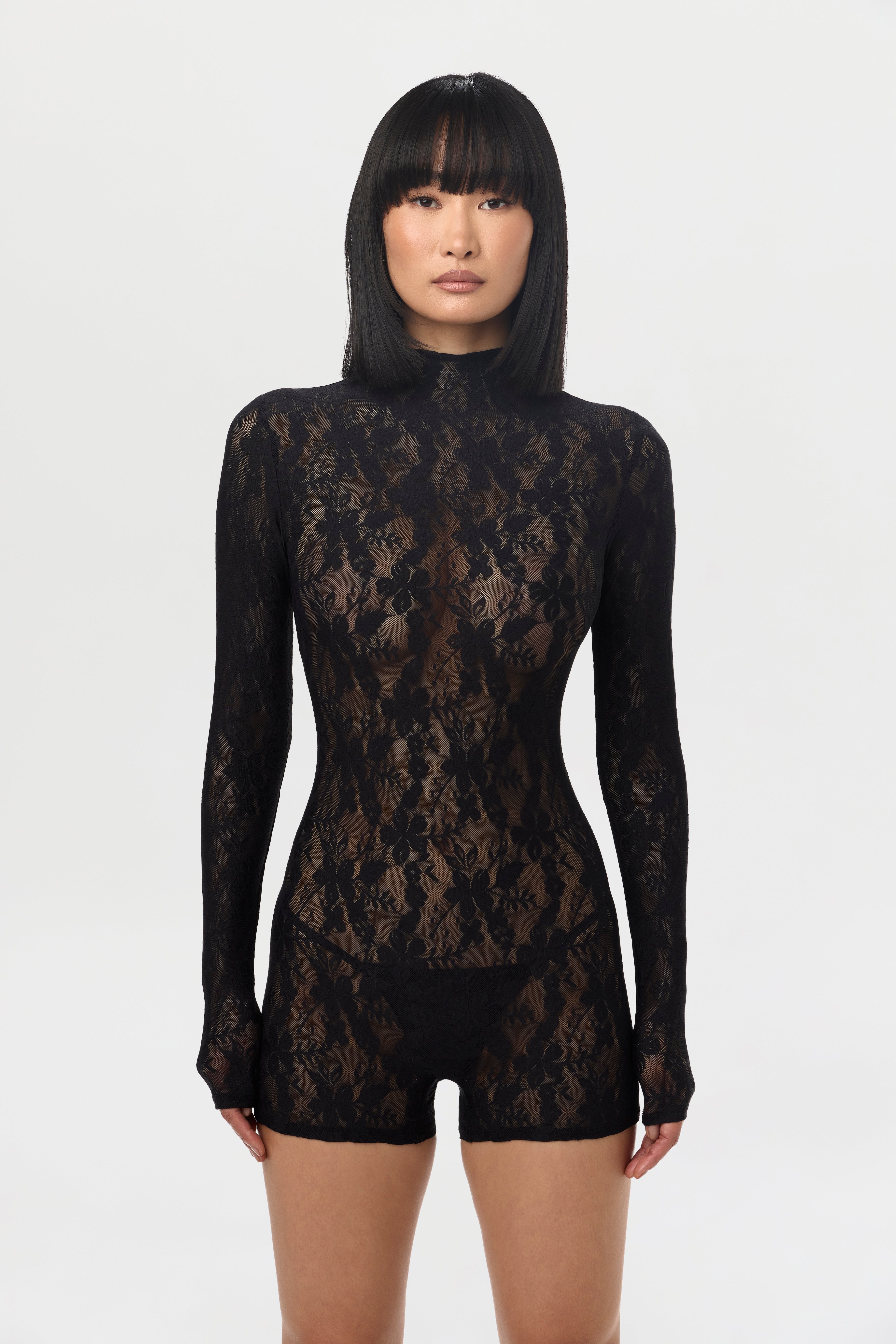 Stretch Lace Print Romper
