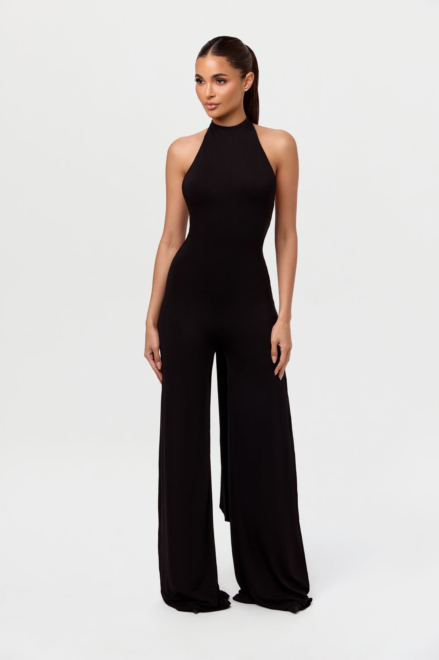 Smooth Halter Wide-leg Jumpsuit