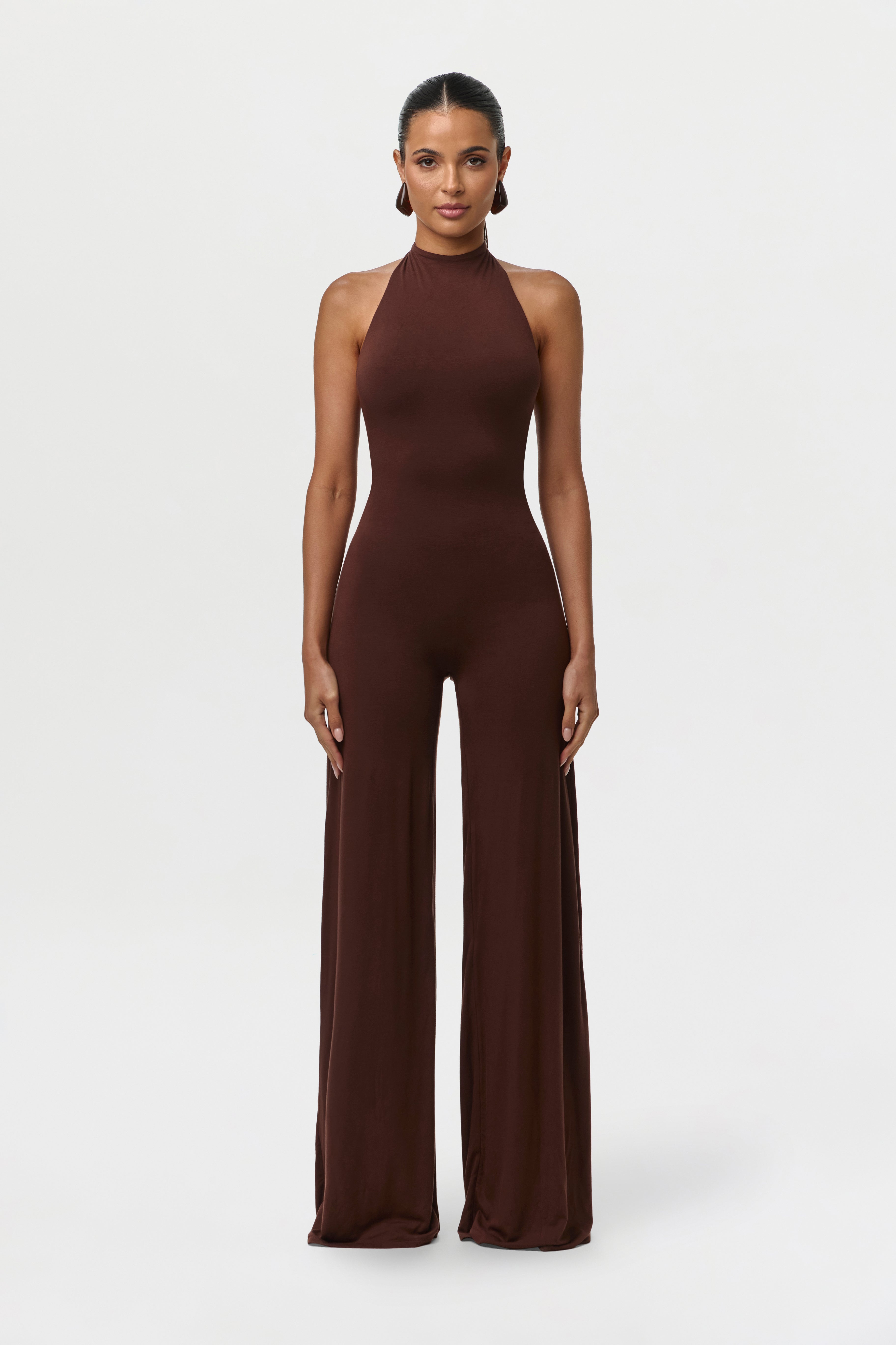 Smooth Halter Wide Leg Jumpsuit