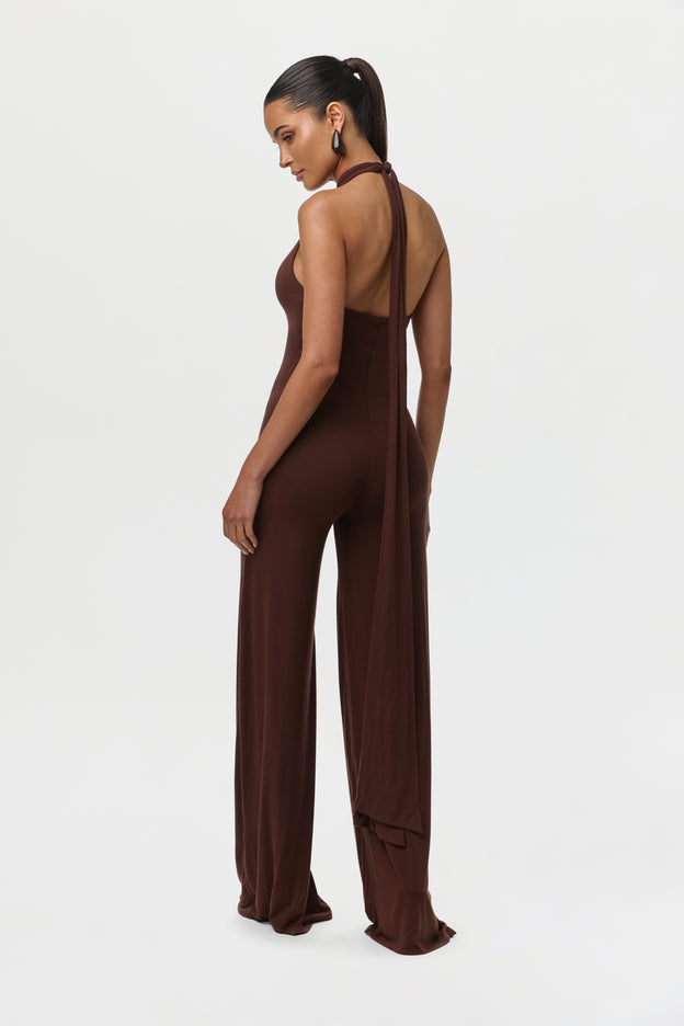 Smooth Halter Wide-Leg Jumpsuit Petite