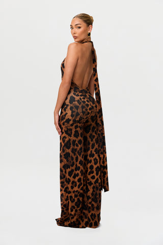 Naked Print Halter Wide Leg Jumpsuit