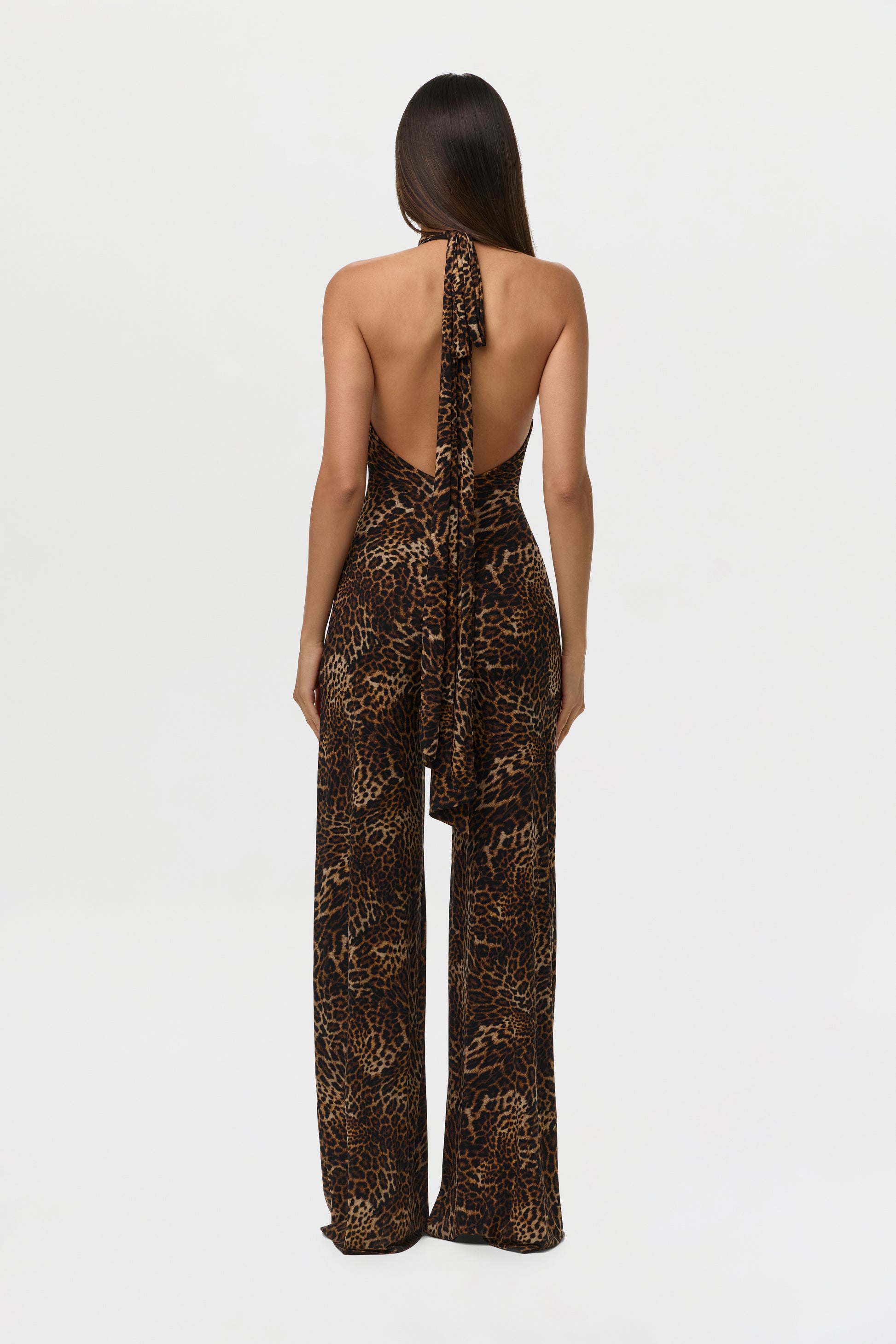 Spotted Leopard Naked Print Wide Leg Jumpsuit Petite