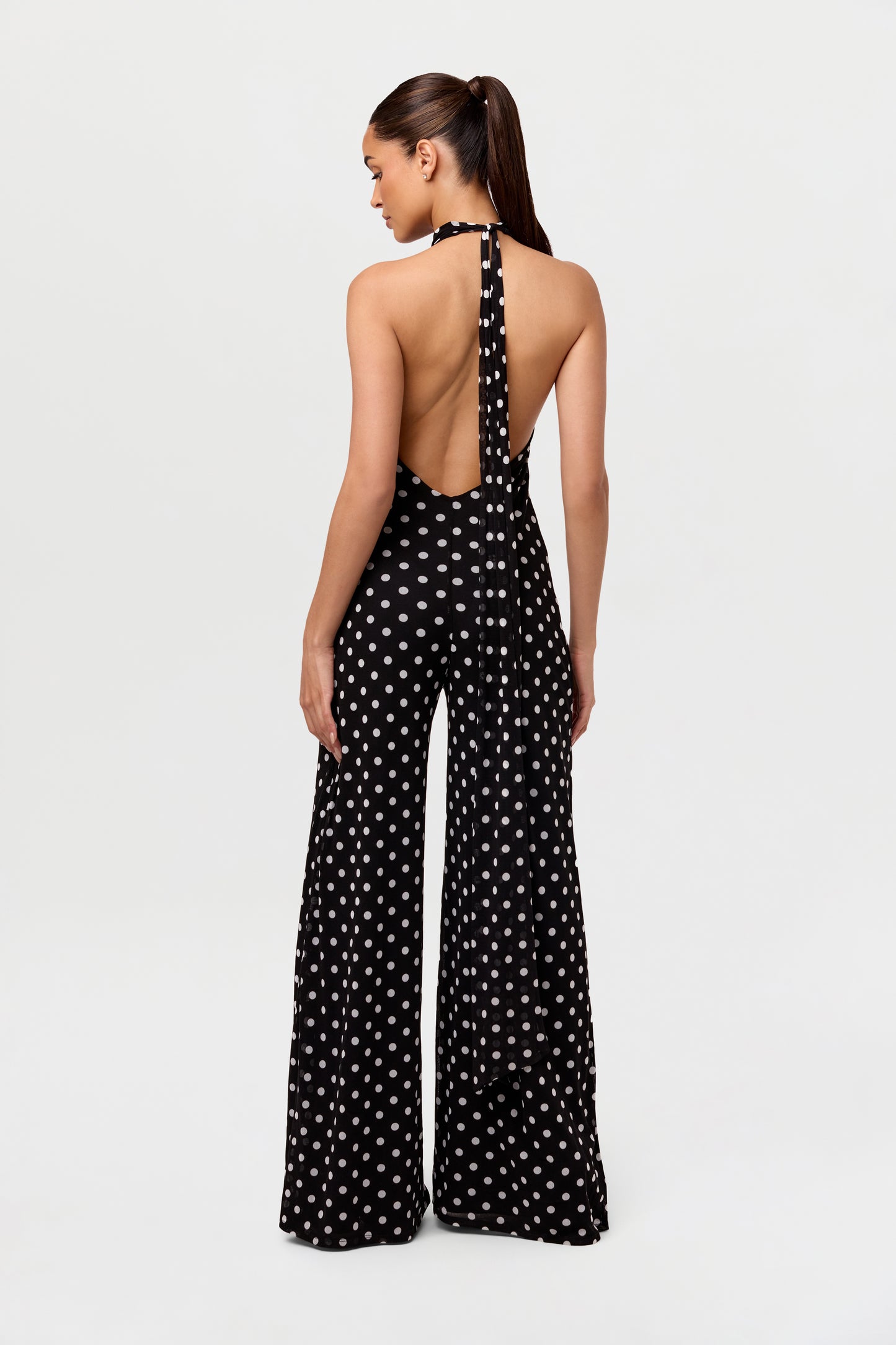 Polka Dot Halter Wide-Leg Jumpsuit