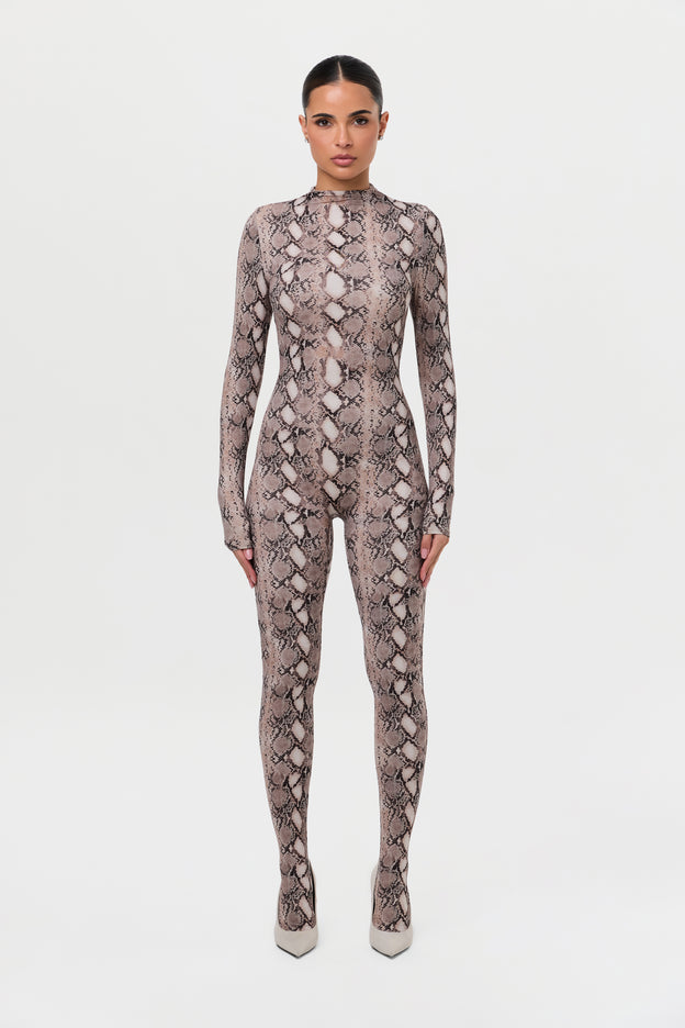 Naked Print Closed Toe Jumpsuit