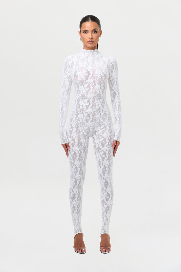 Stretch Lace Stirrup Jumpsuit Petite