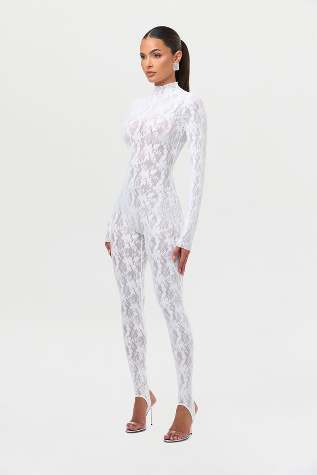 Stretch Lace Stirrup Jumpsuit