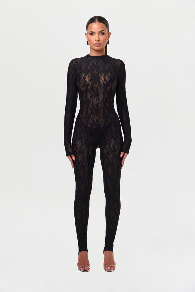 Stretch Lace Stirrup Jumpsuit