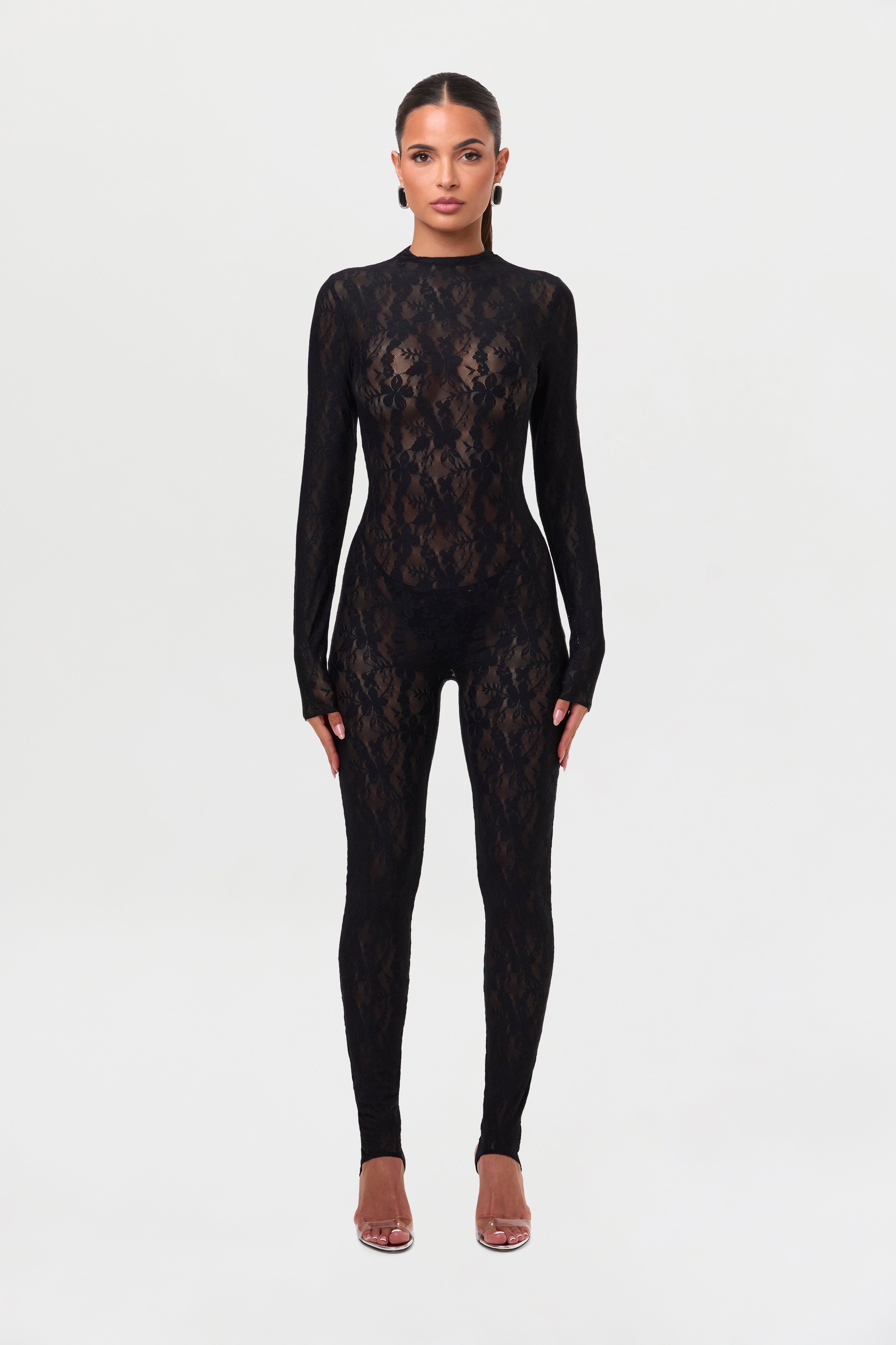 Stretch Lace Stirrup Jumpsuit Petite