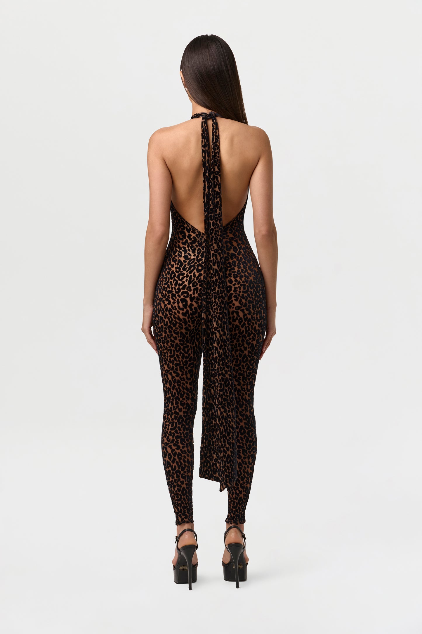 Burnout Print Halter Jumpsuit
