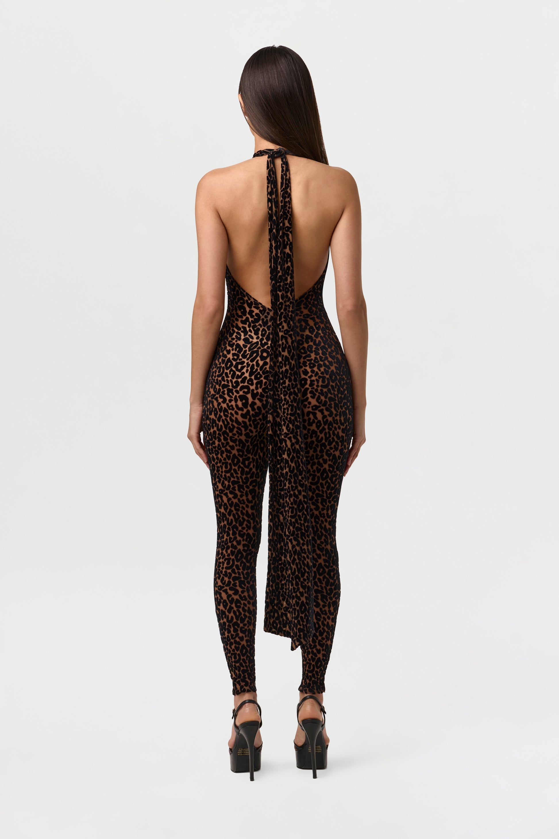 Burnout Print Halter Jumpsuit Petite