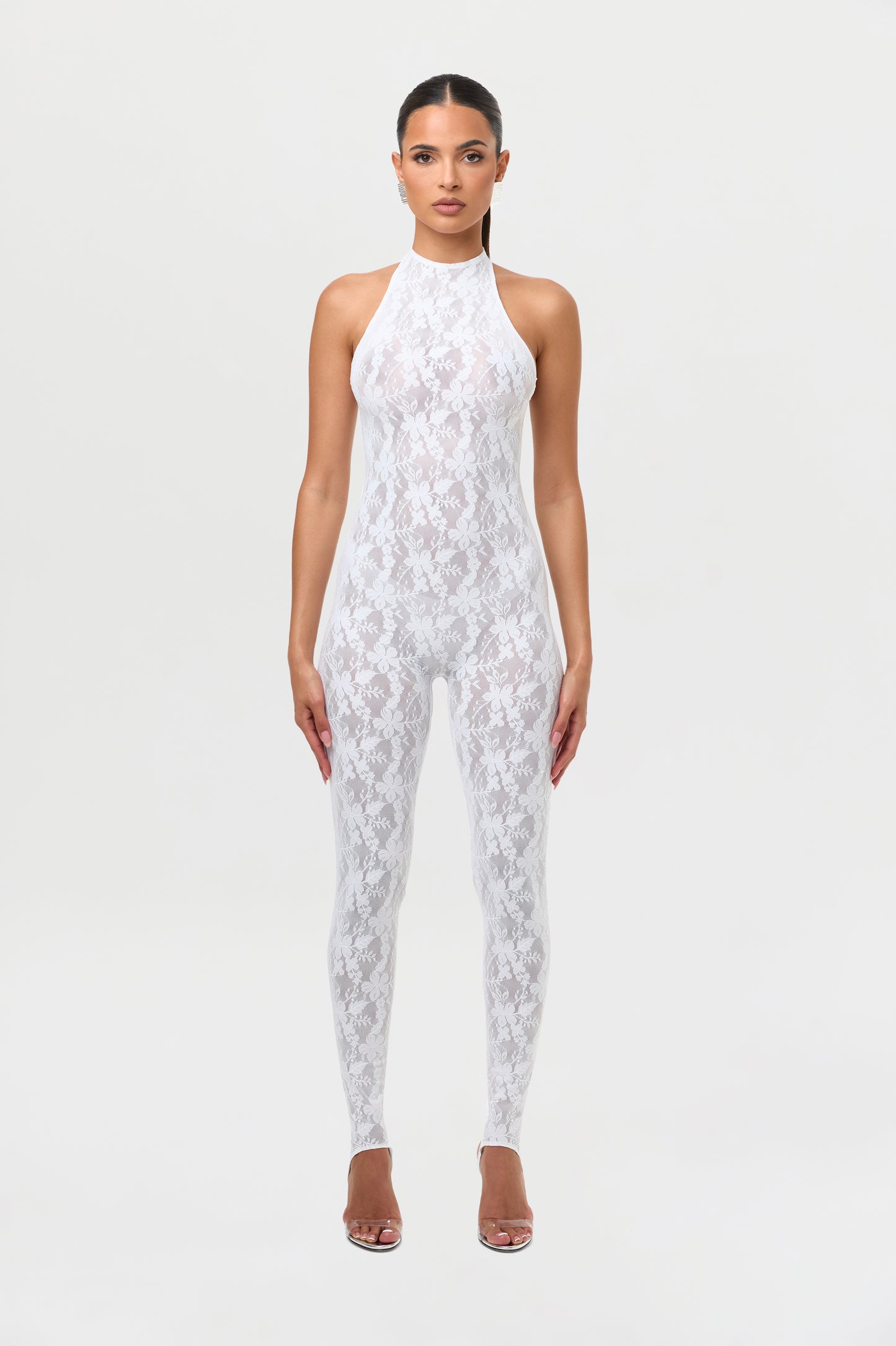 Lace Racer Stirrup Jumpsuit Petite