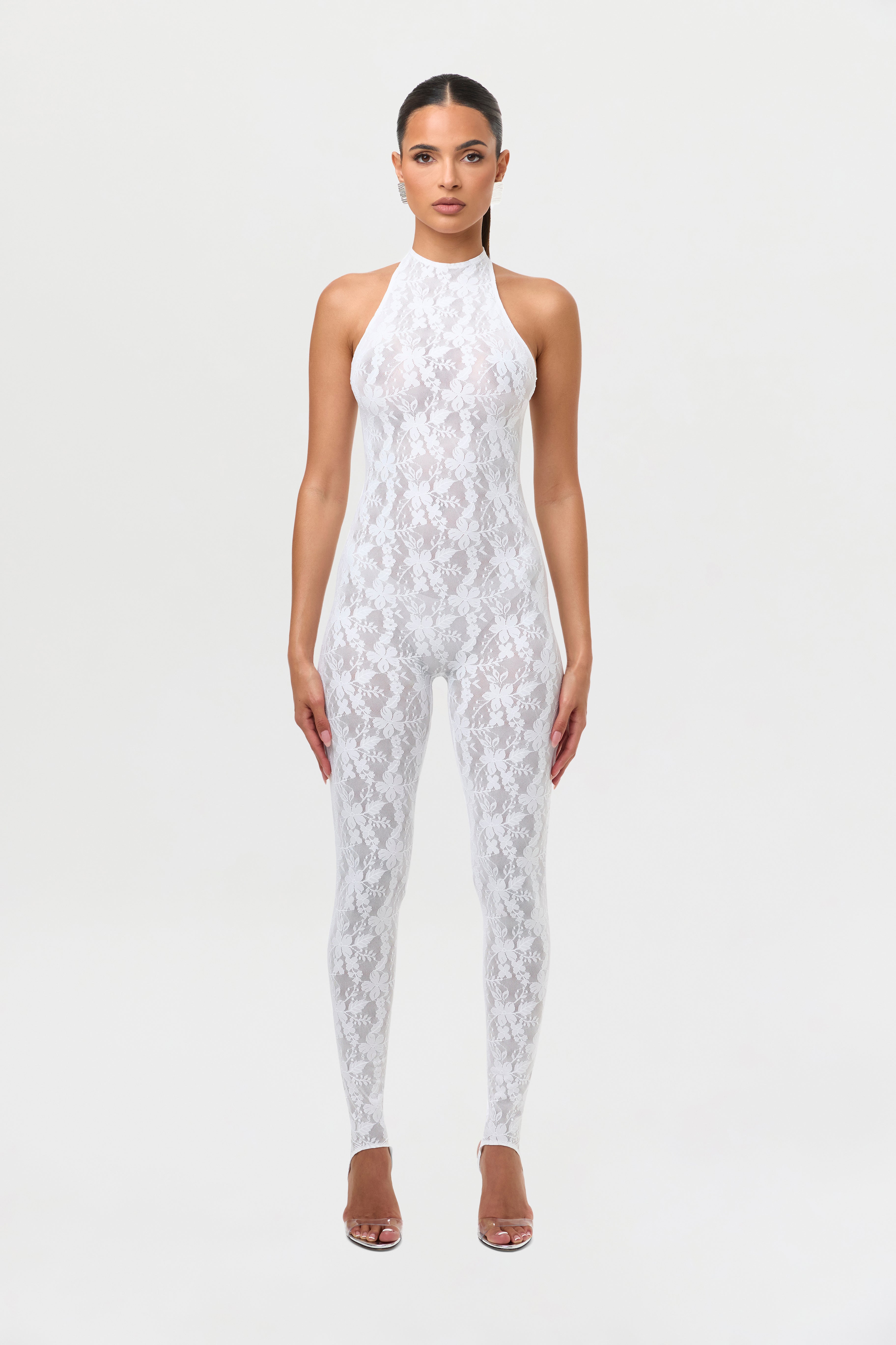 Lace Racer Stirrup Jumpsuit Petite