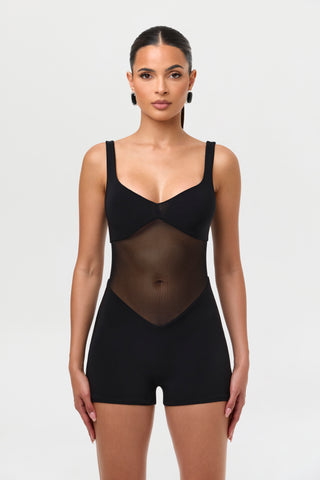 Hourglass Mesh Contrast Romper