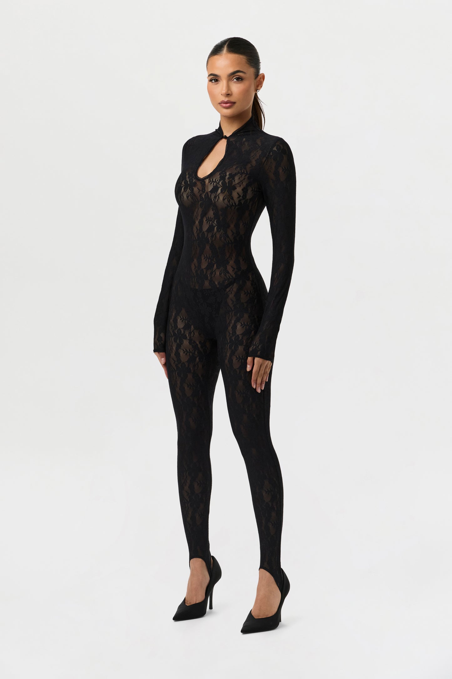 Stretch Lace Stirrup Jumpsuit Petite