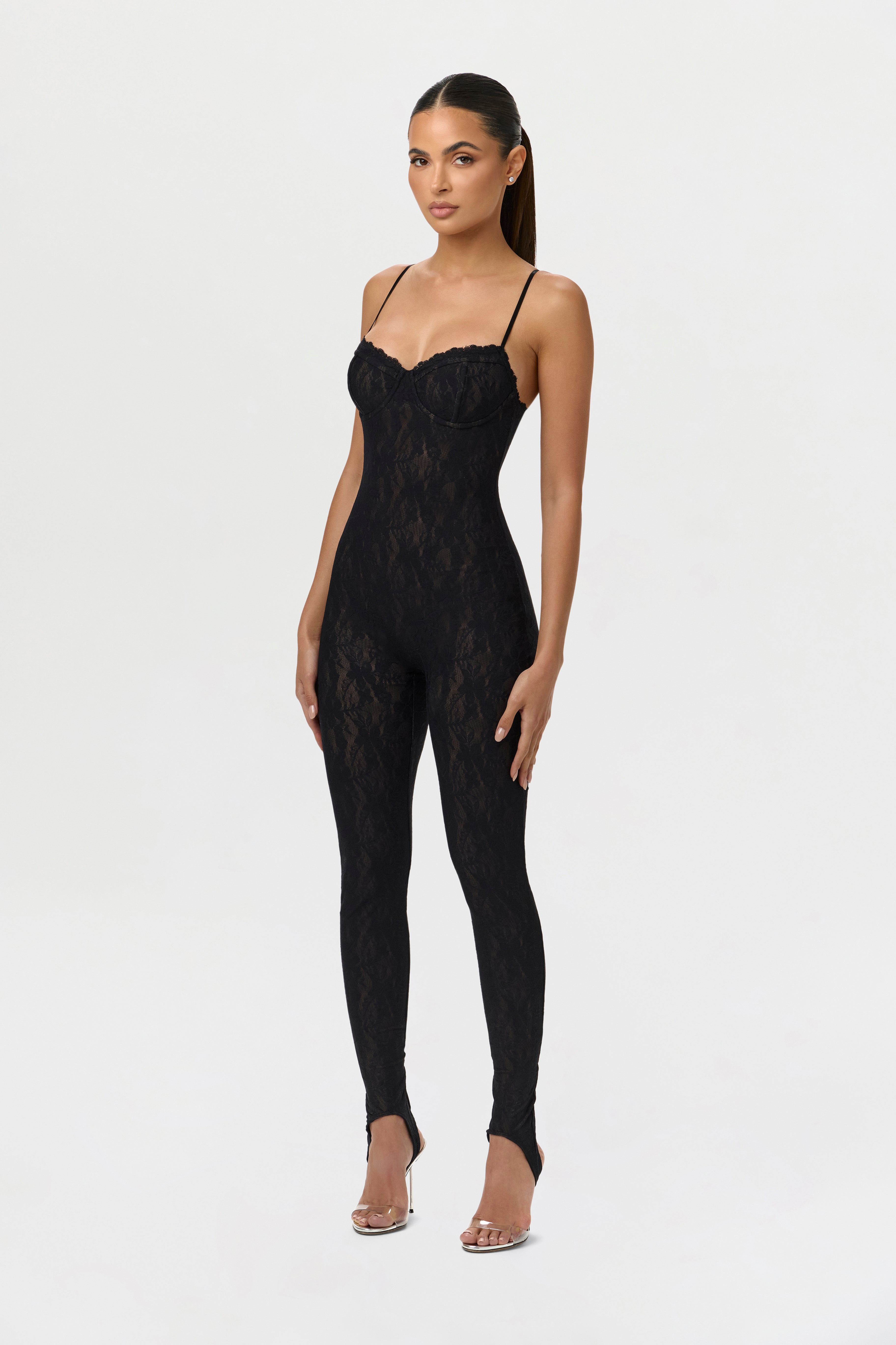Stretch Lace Stirrup Jumpsuit Petite
