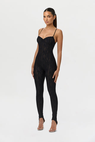 Stretch Lace Stirrup Jumpsuit