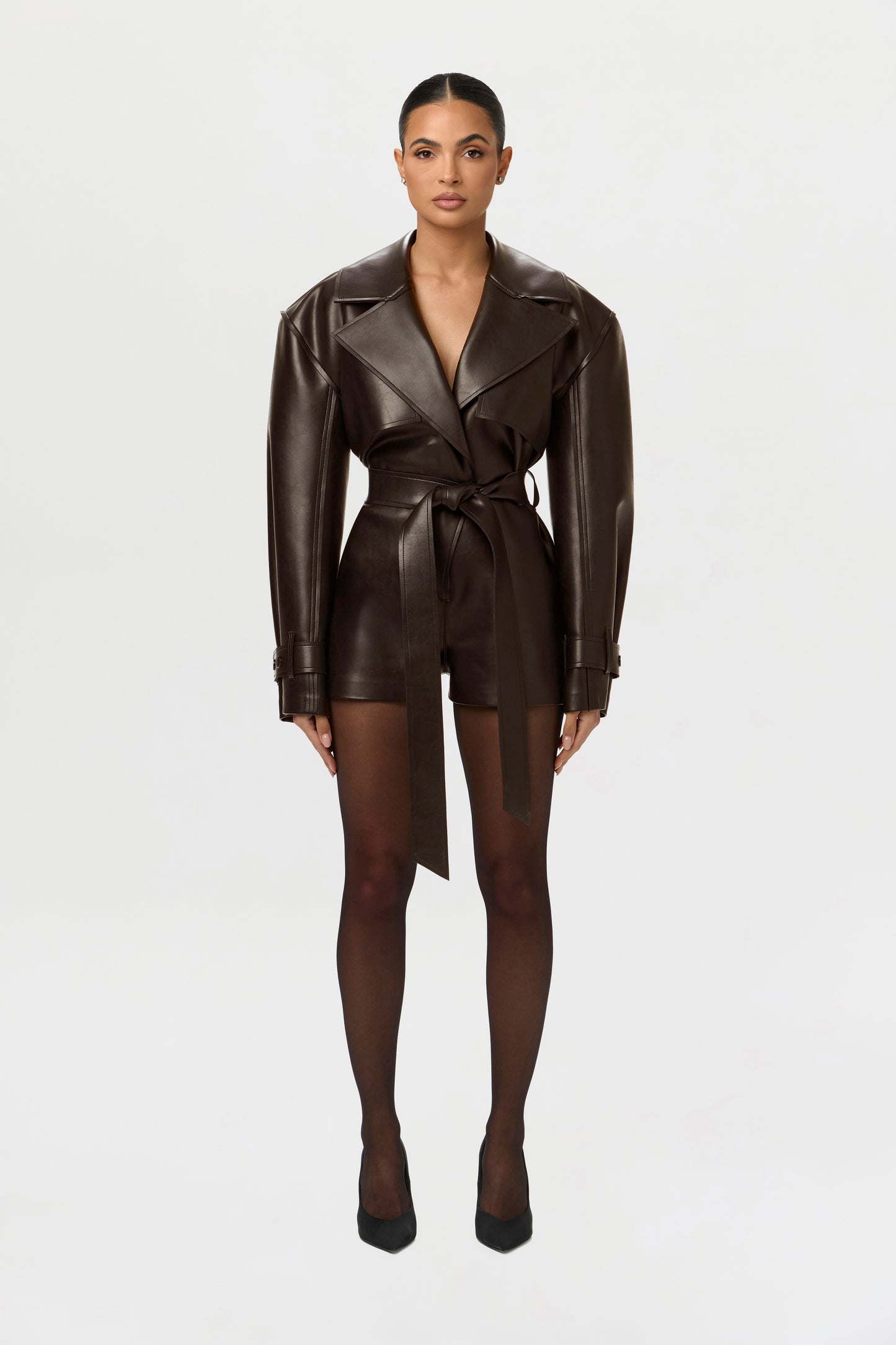 Vegan Leather Trench Romper