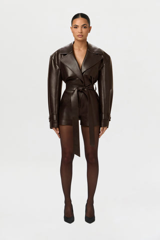 Vegan Leather Trench Romper