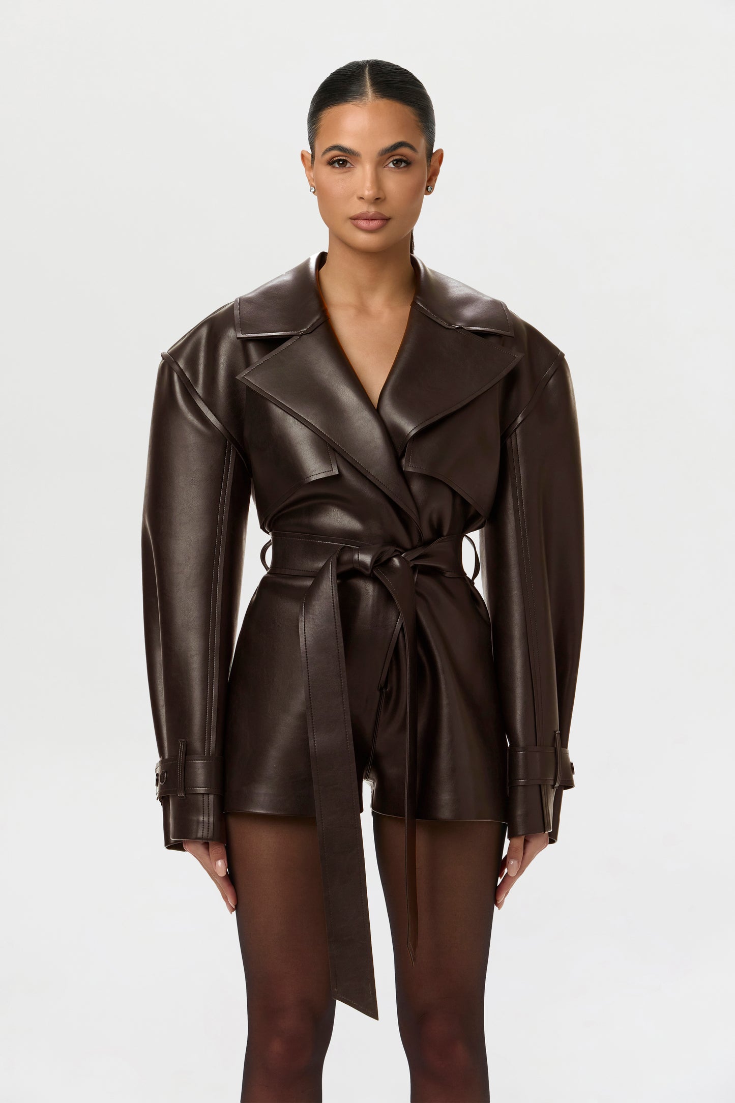 Vegan Leather Trench Romper