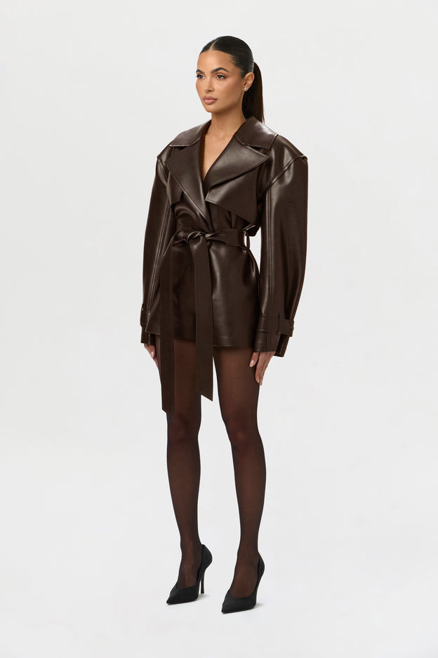 Vegan Leather Trench Romper