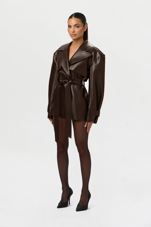 Vegan Leather Trench Romper