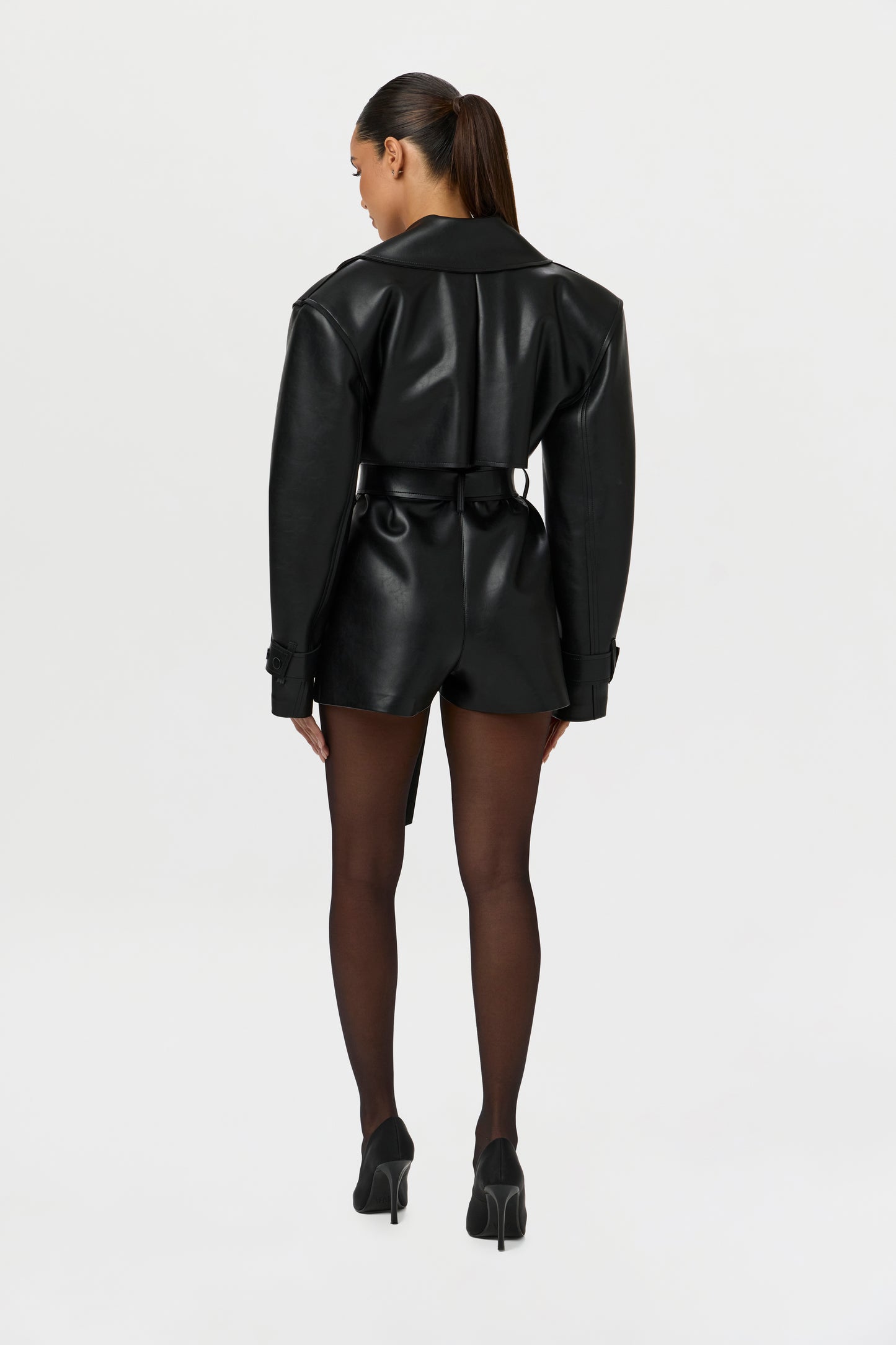 Vegan Leather Trench Romper