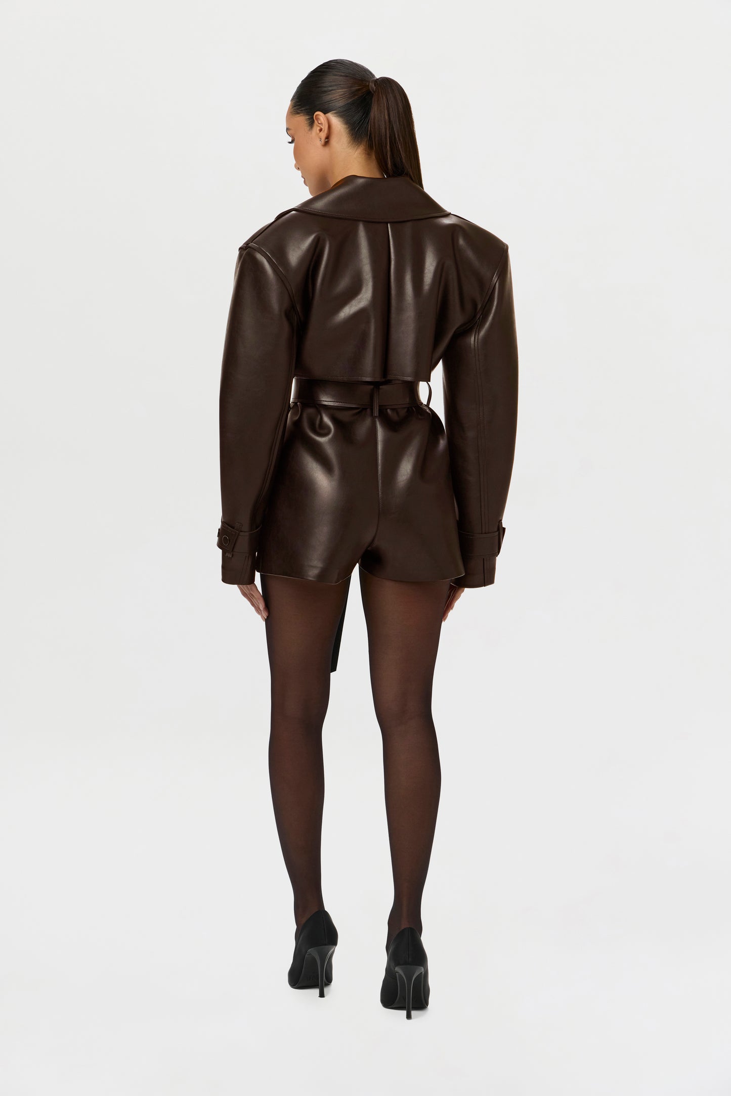 Vegan Leather Trench Romper