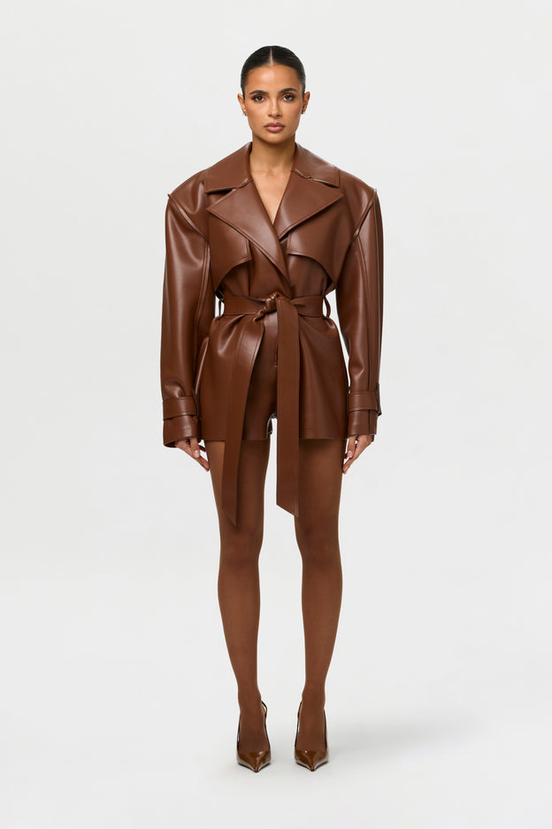 Vegan Leather Trench Romper