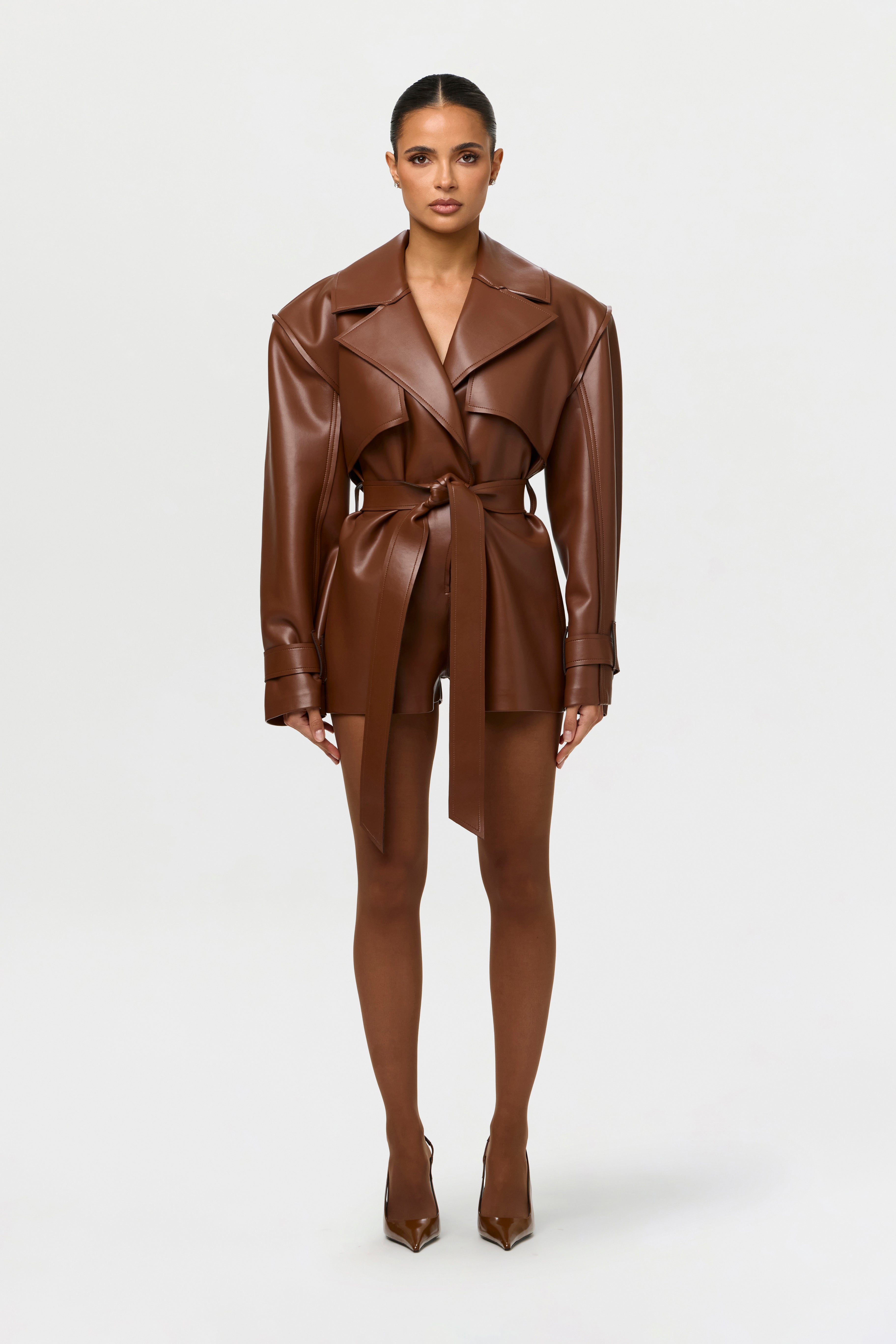 Vegan Leather Trench Romper