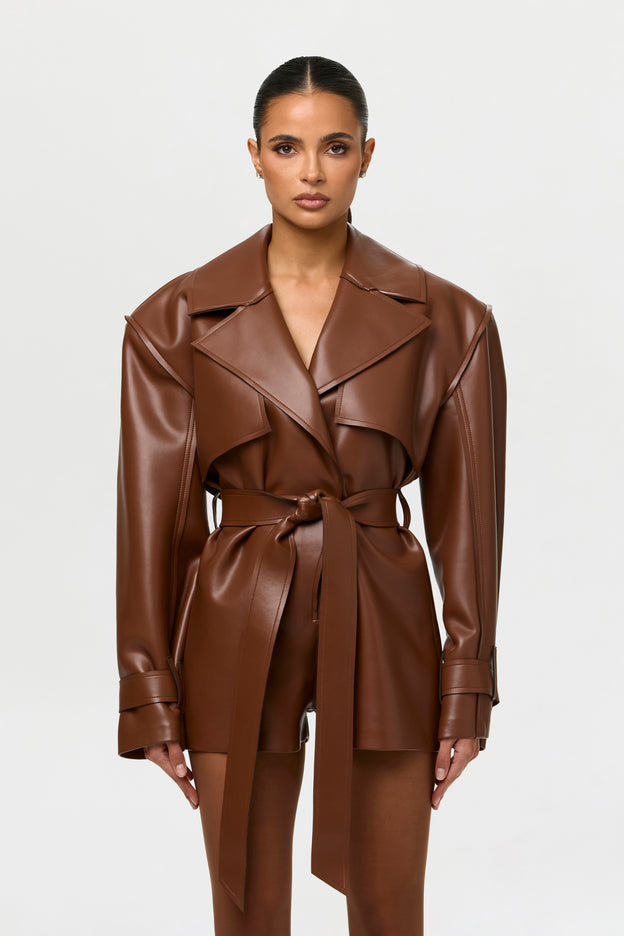 Vegan Leather Trench Romper