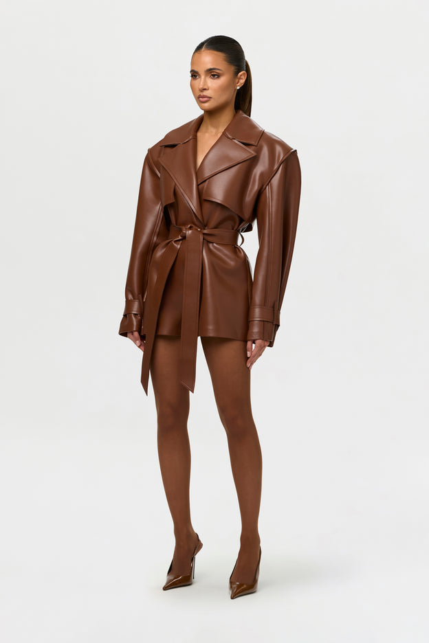 Vegan Leather Trench Romper