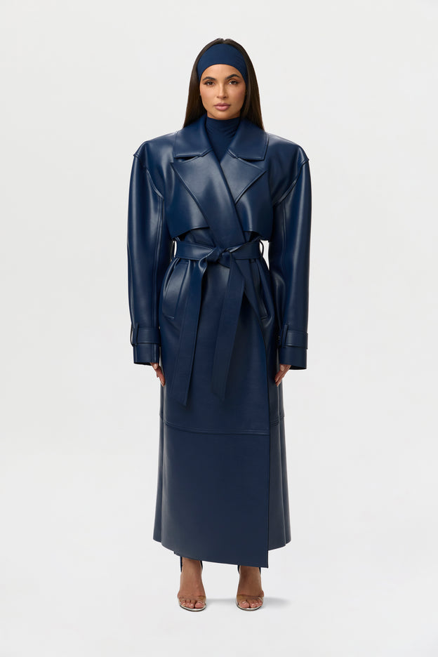 Vegan Leather Trench Coat
