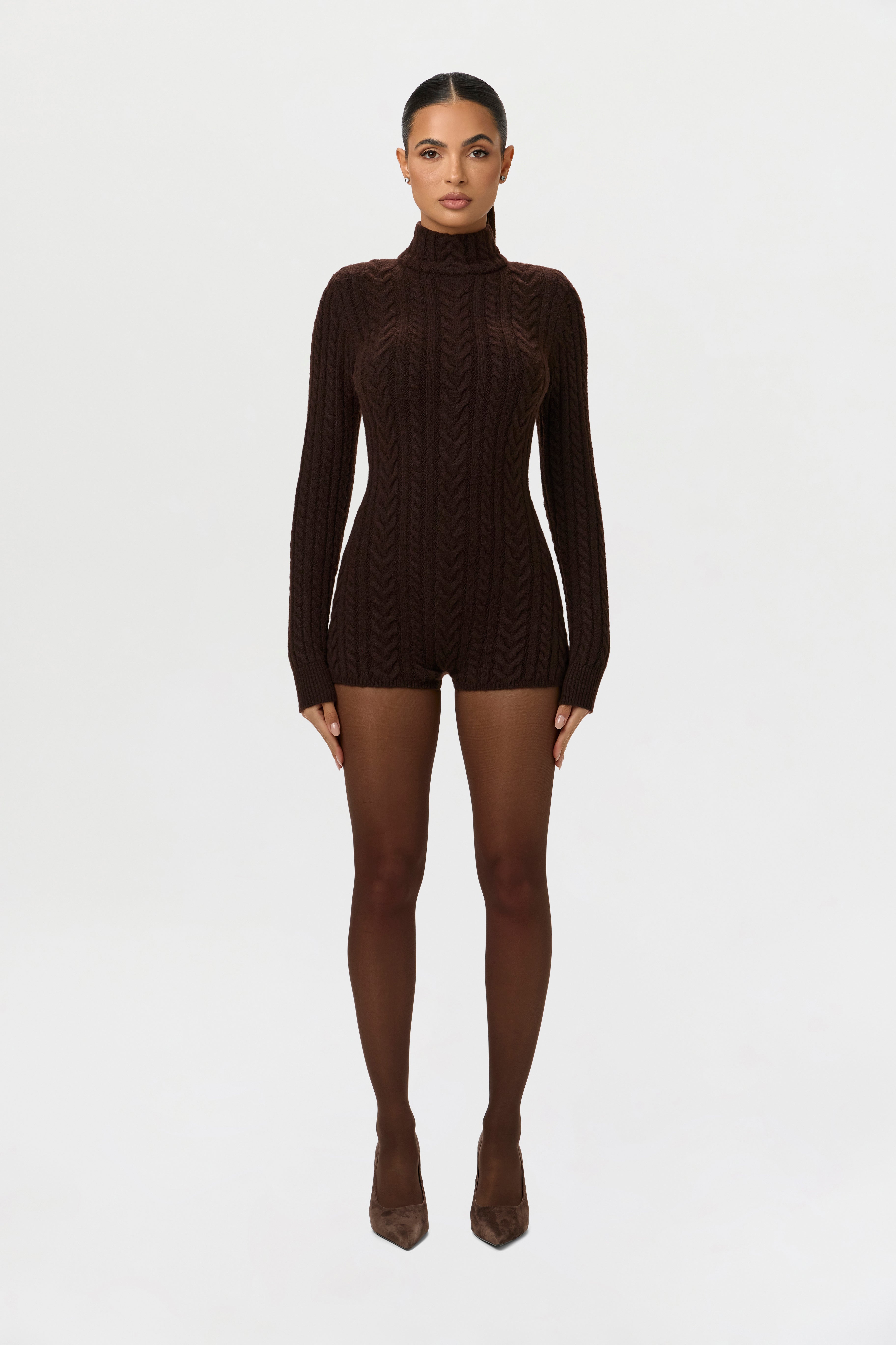 Cable Knit Turtleneck Romper – Naked Wardrobe
