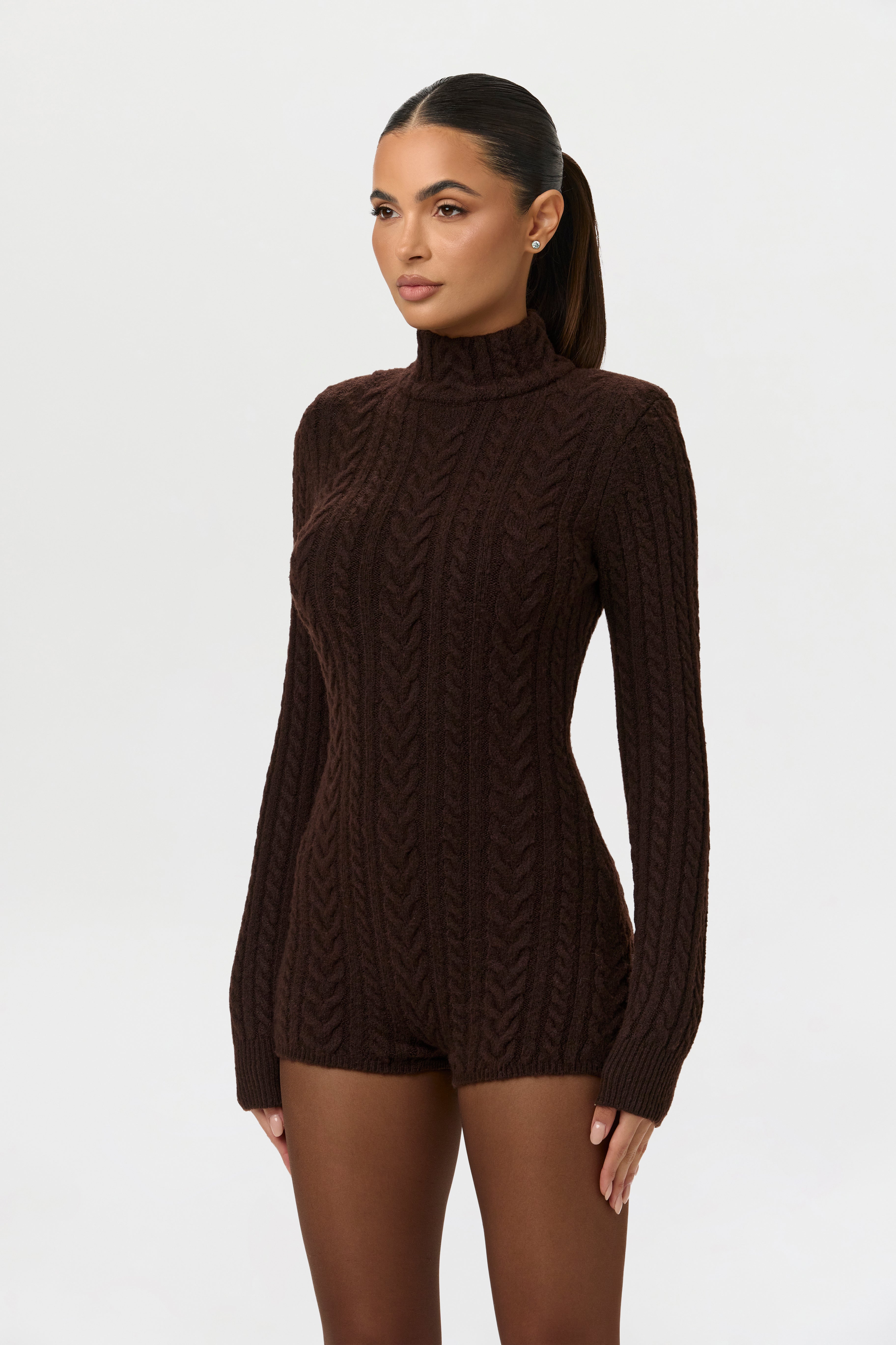 Cable Knit Turtleneck Romper – Naked Wardrobe