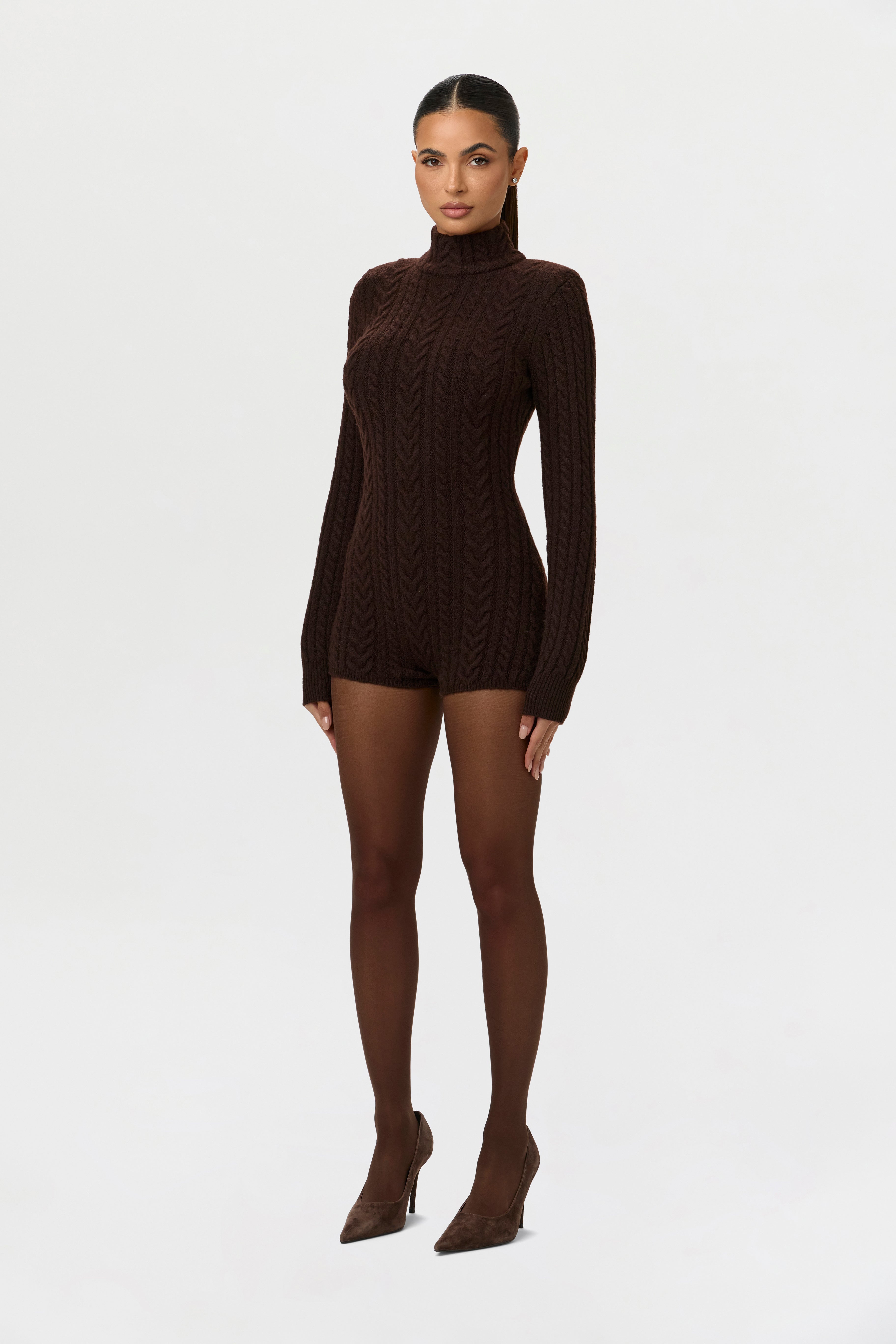 Cable Knit Turtleneck Romper – Naked Wardrobe