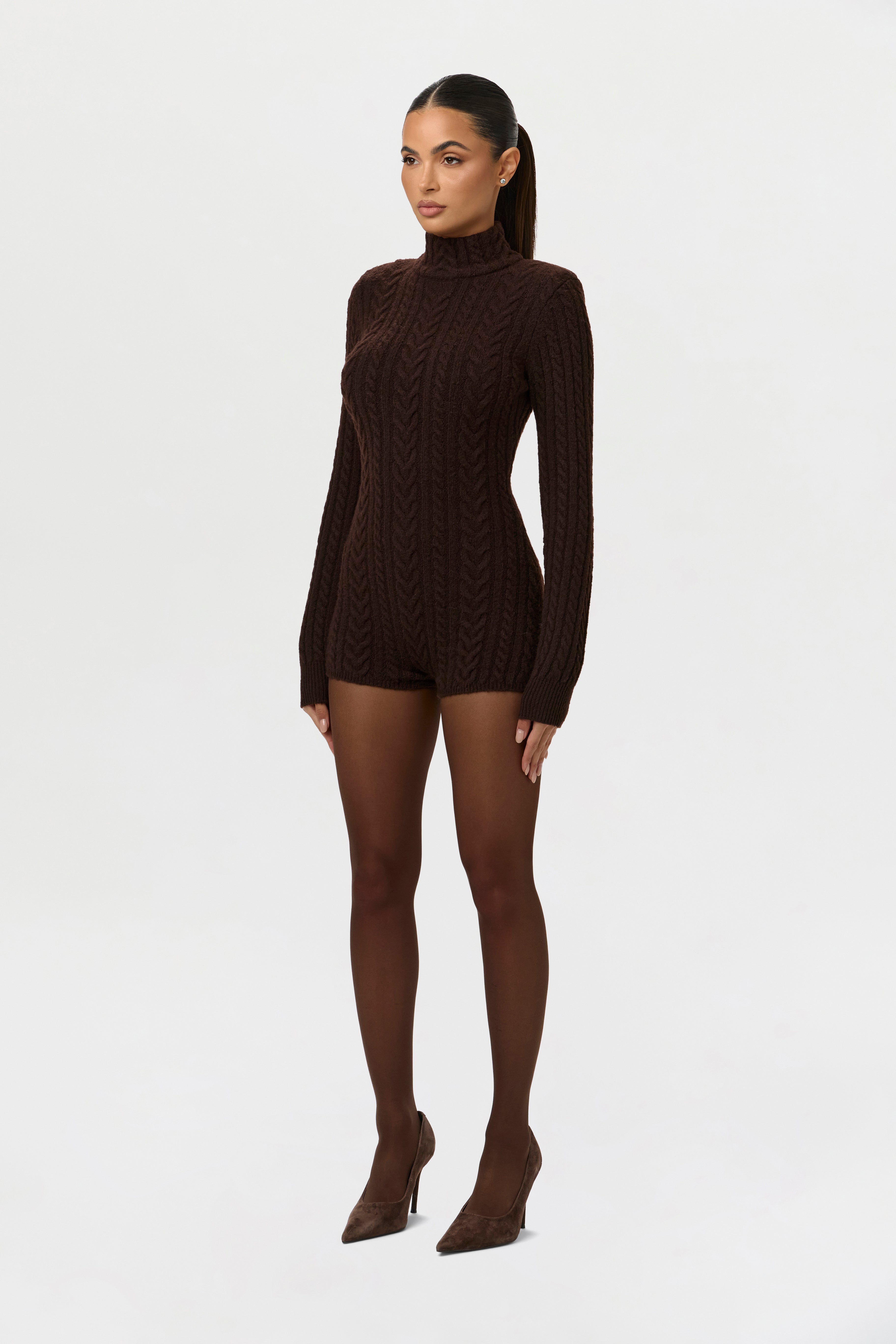 Cable Knit Turtleneck Romper – Naked Wardrobe